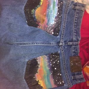 Galaxy painted mom jeans